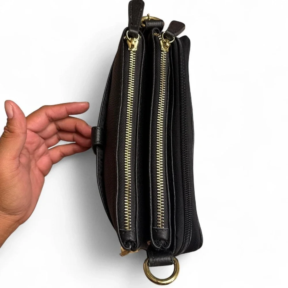 Roma Leathers Concealed Carry Crossbody Bag Black Leather CCW Purse